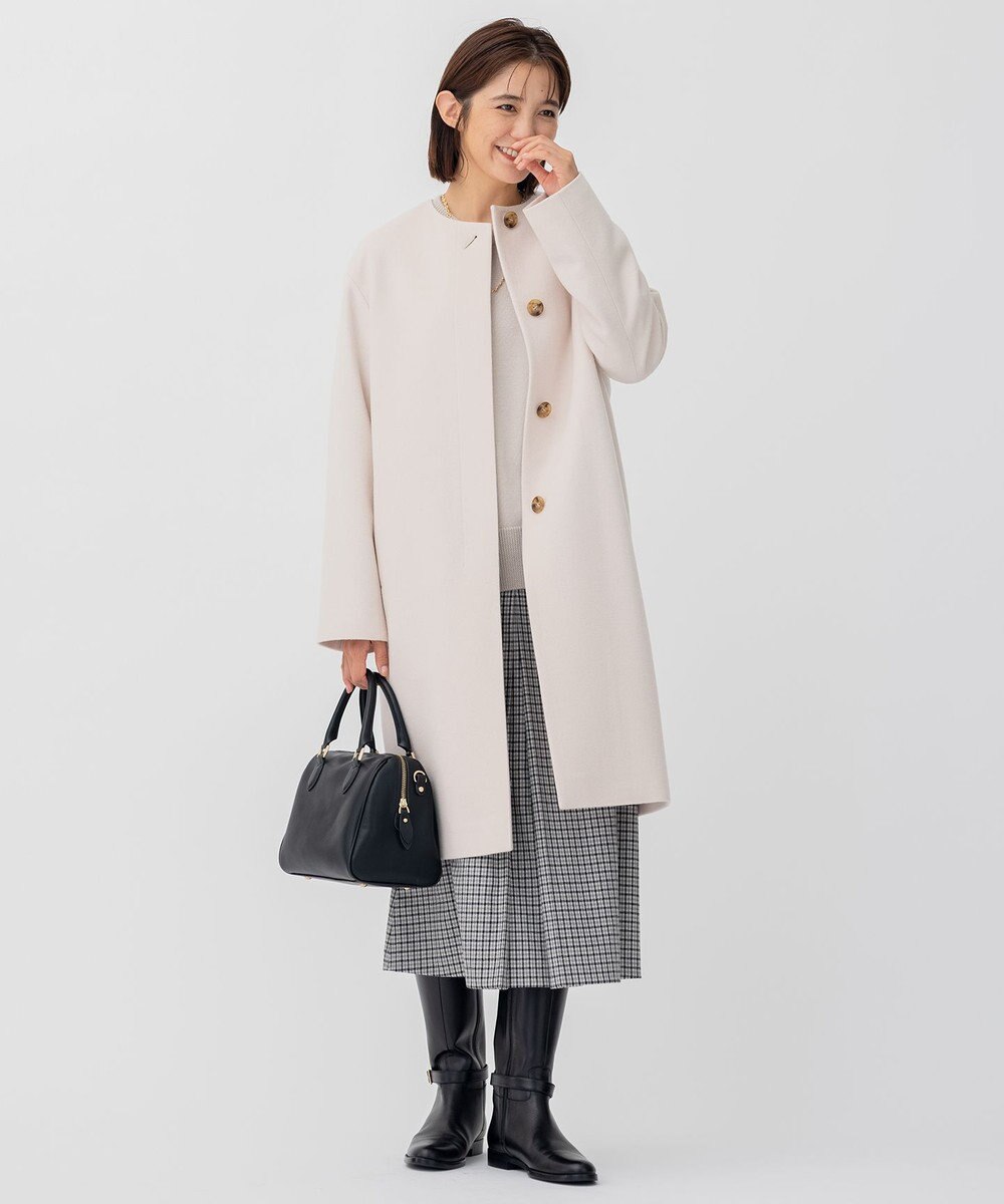 23区 ウールカシミヤビーバー ノーカラー コート 