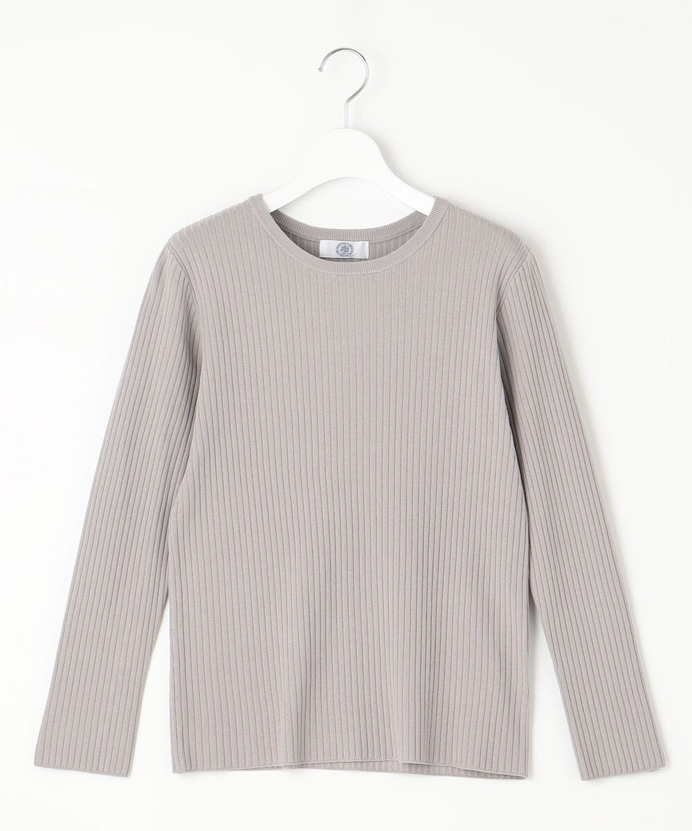 J.PRESS LADIES L 針抜きフライス クルーネック リブ カットソー 