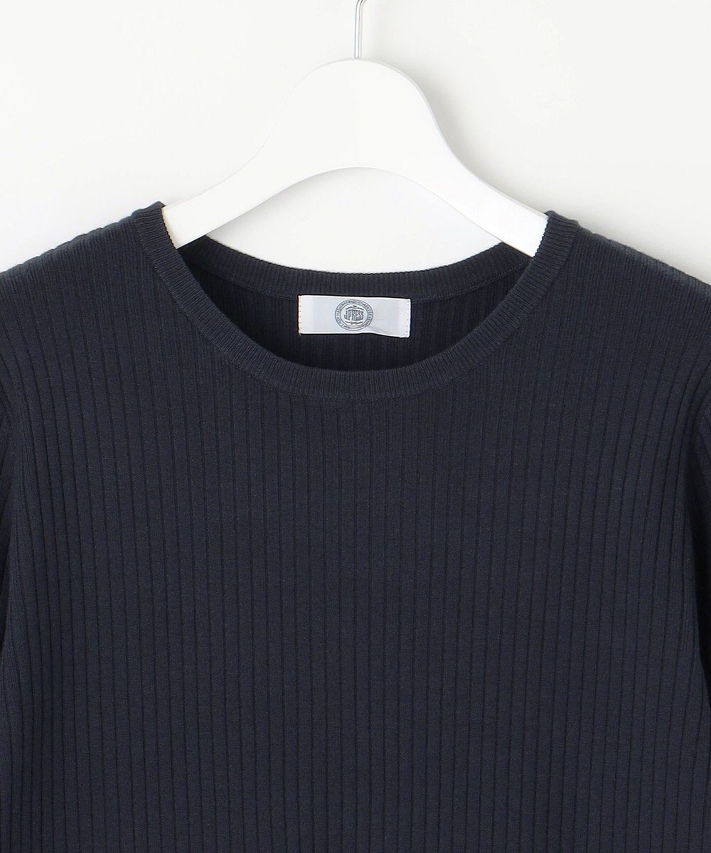 J.PRESS LADIES L 針抜きフライス クルーネック リブ カットソー 