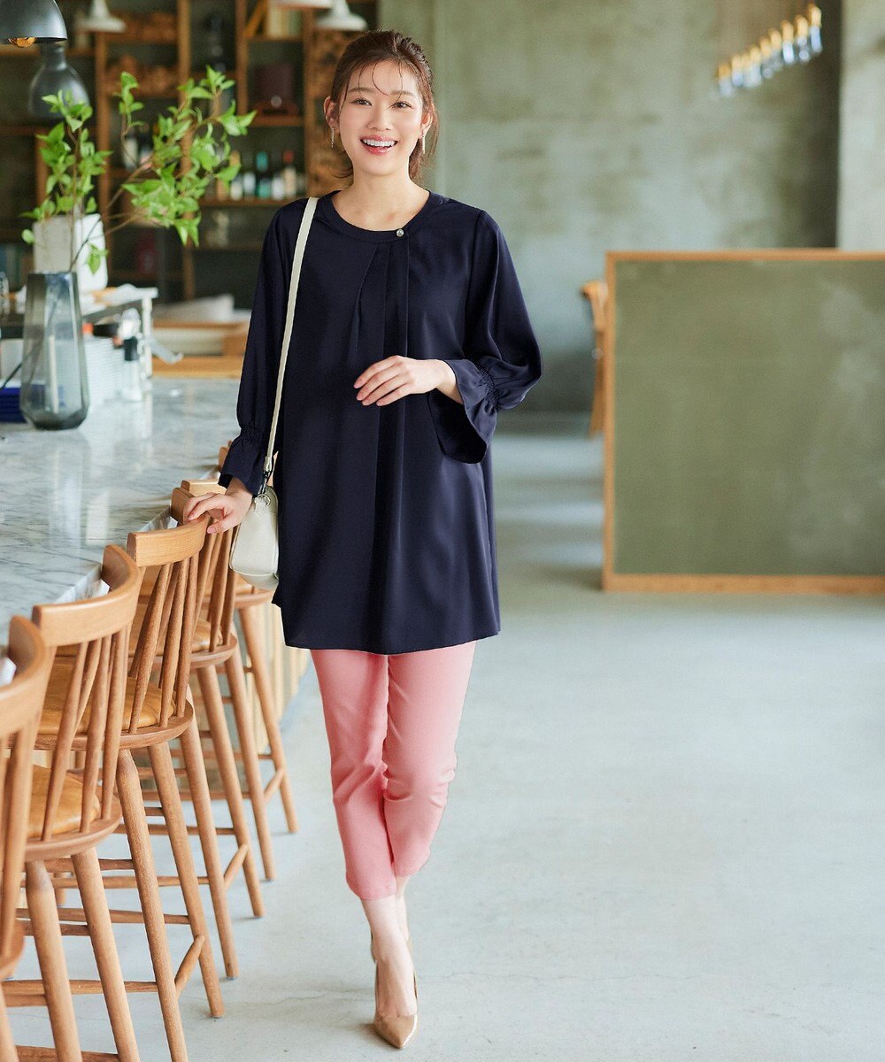 Tiaclasse 【洗える】アシメタックネックチュニックブラウス 