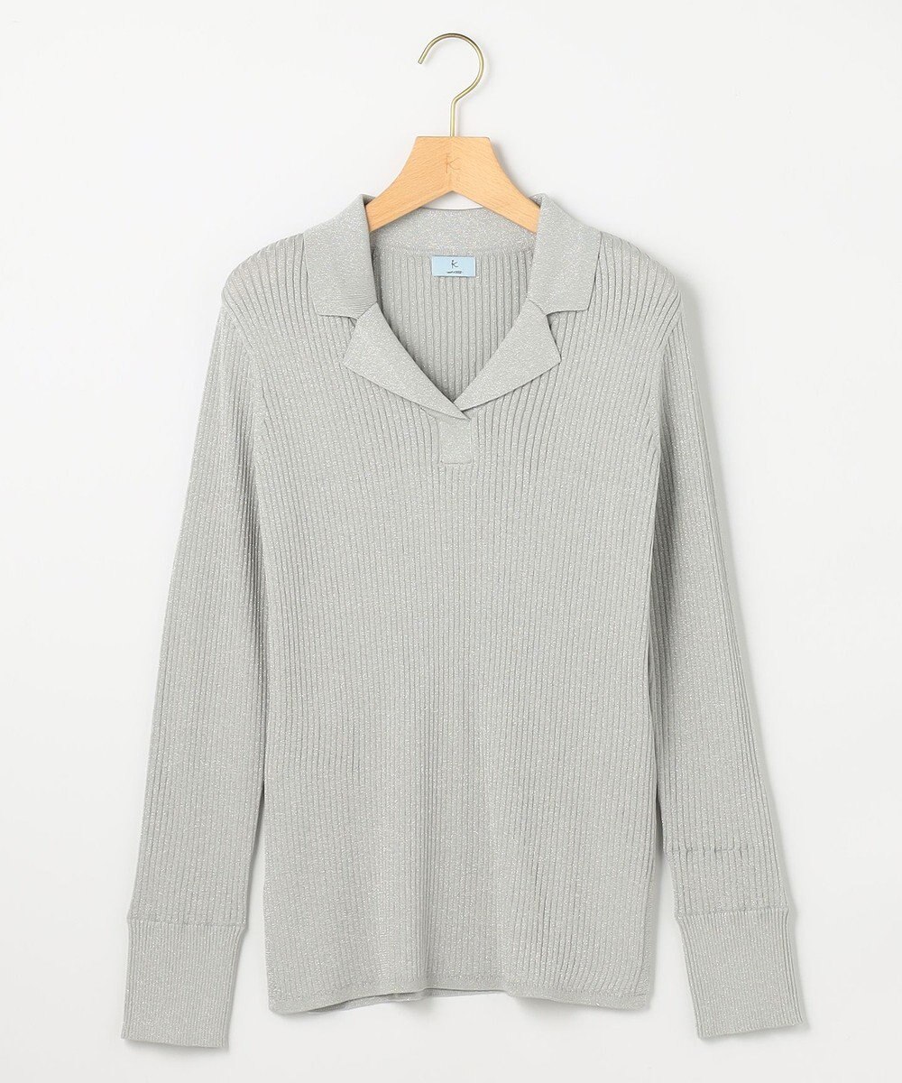 組曲 L ラメリブポロ襟 ニット 