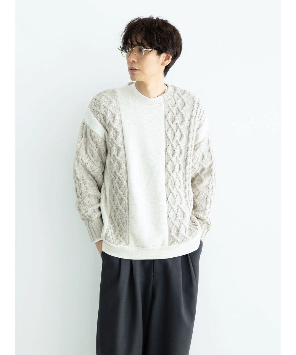 CRAFT STANDARD BOUTIQUE ケーブルニット切り替え裏起毛スウェット 