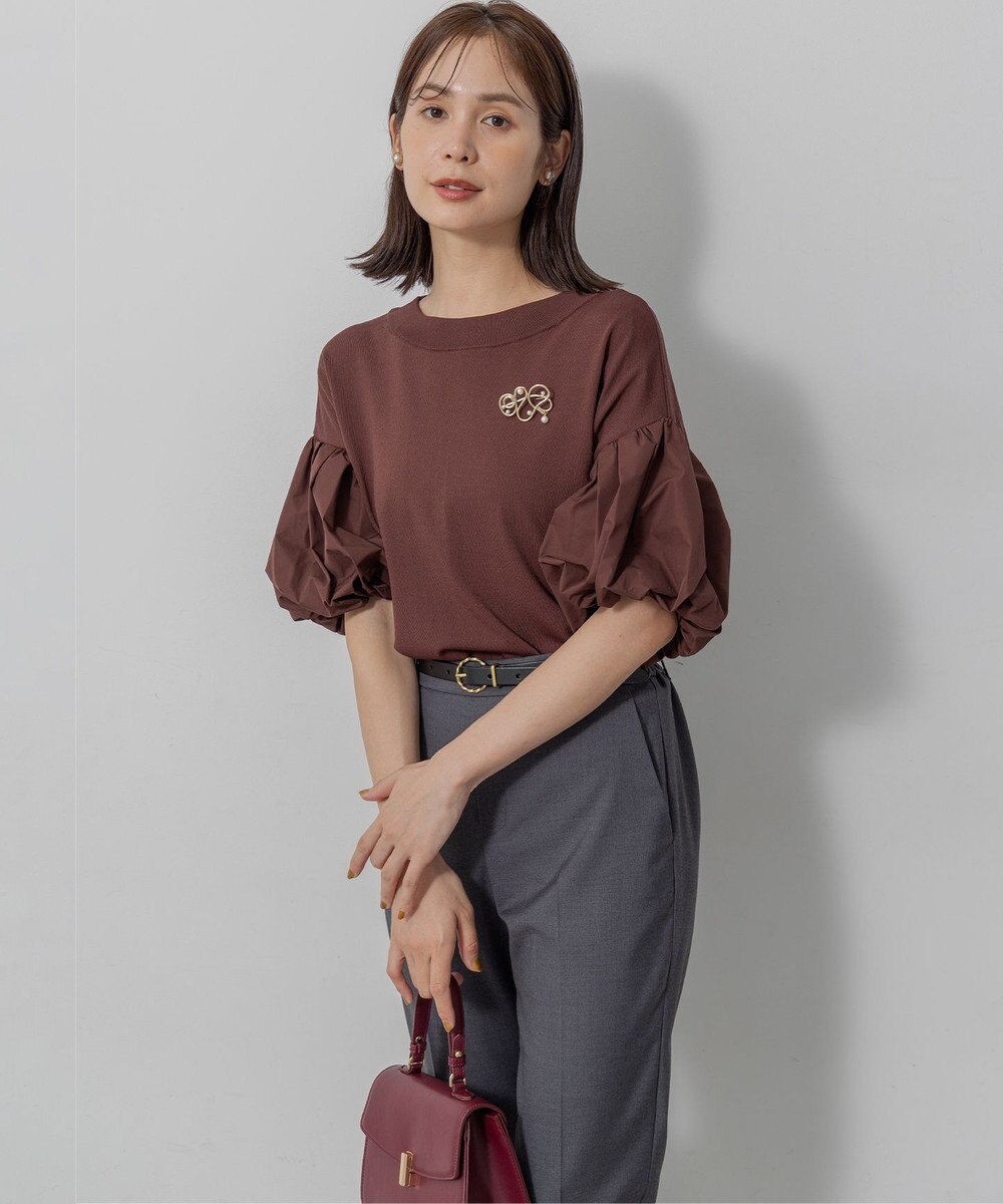 組曲 ストレッチクリアパフ袖 ニット 