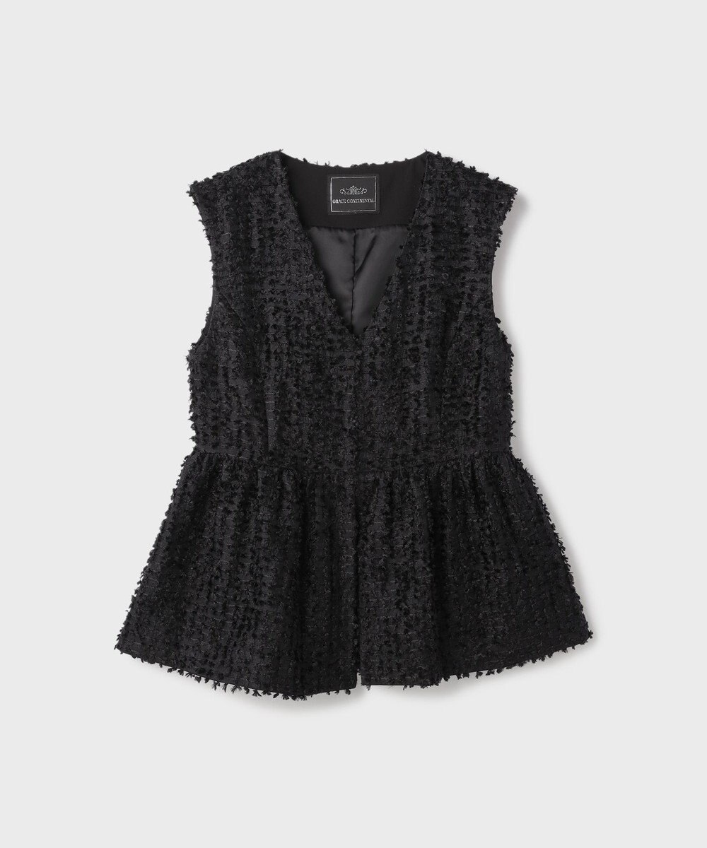 GRACE CONTINENTAL カットジャガードペプラムジレ 