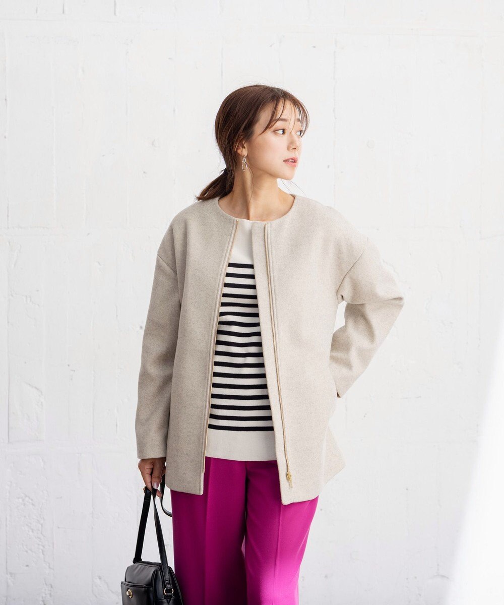 ANY ファイバーウール ノーカラーコート 