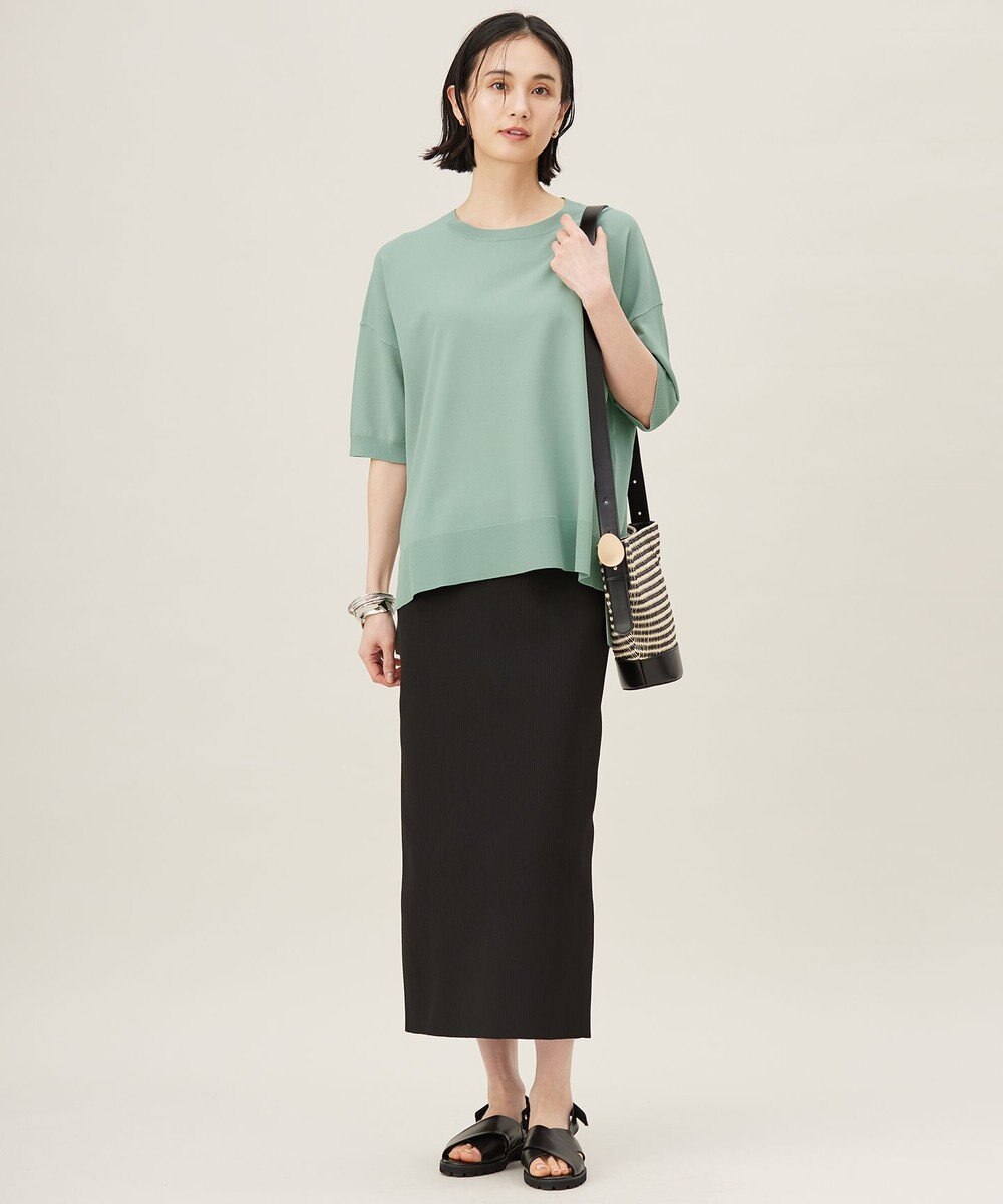 自由区 S 【洗える】リブストレッチタイト スカート 