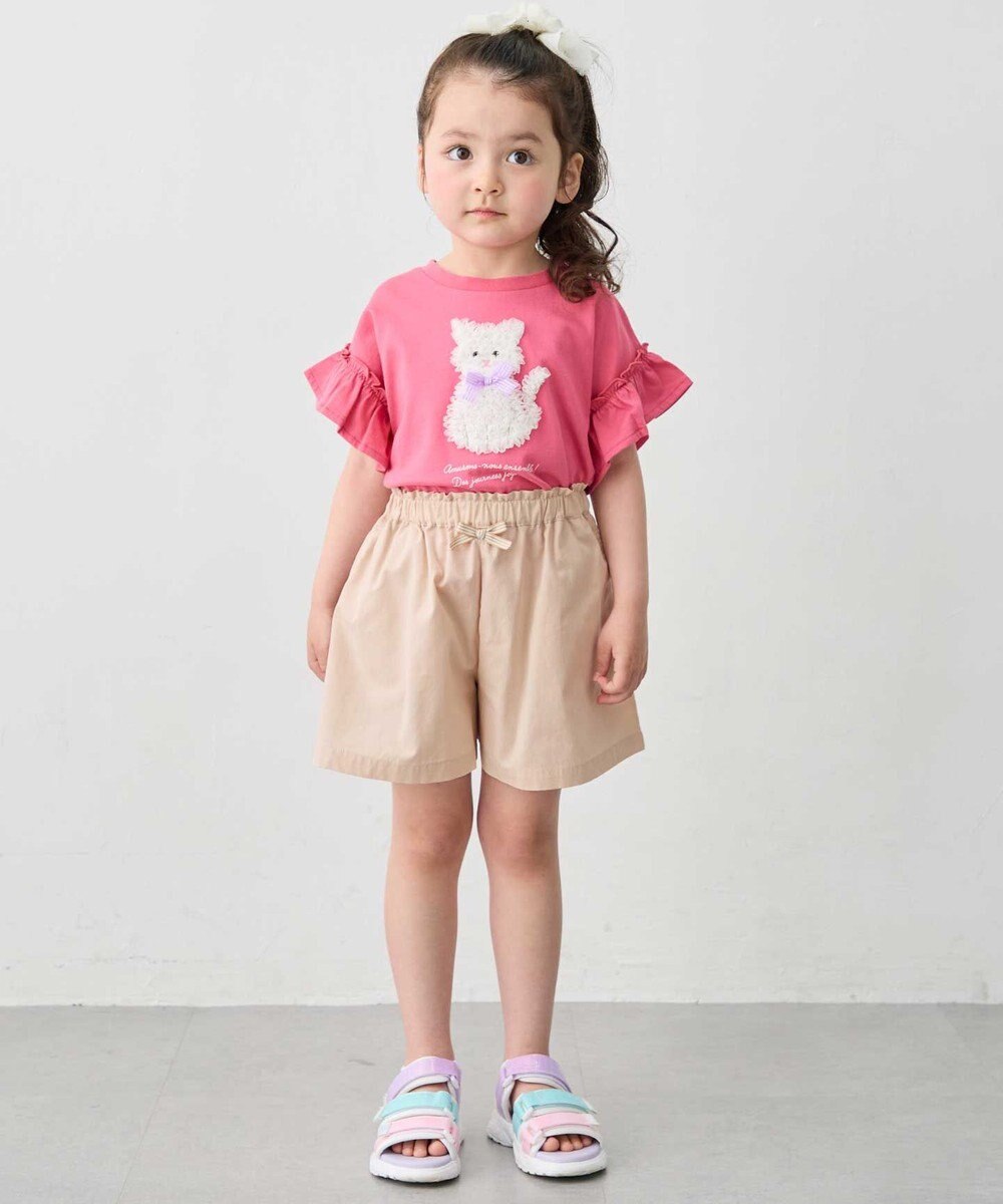 ANY KIDS 【綿100%】ひんやり フリル袖 もしゃもしゃTシャツ 