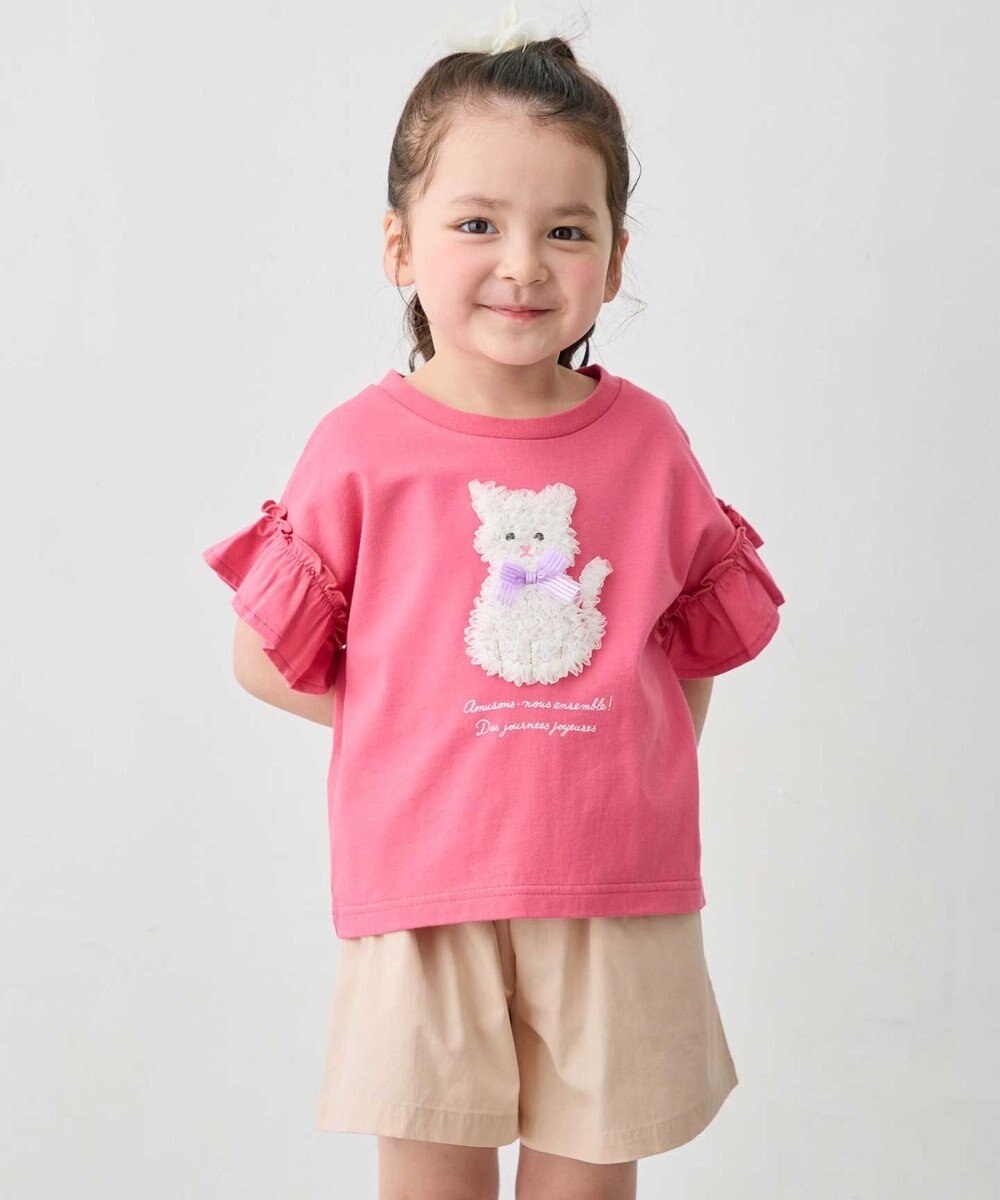 ANY KIDS 【綿100%】ひんやり フリル袖 もしゃもしゃTシャツ 