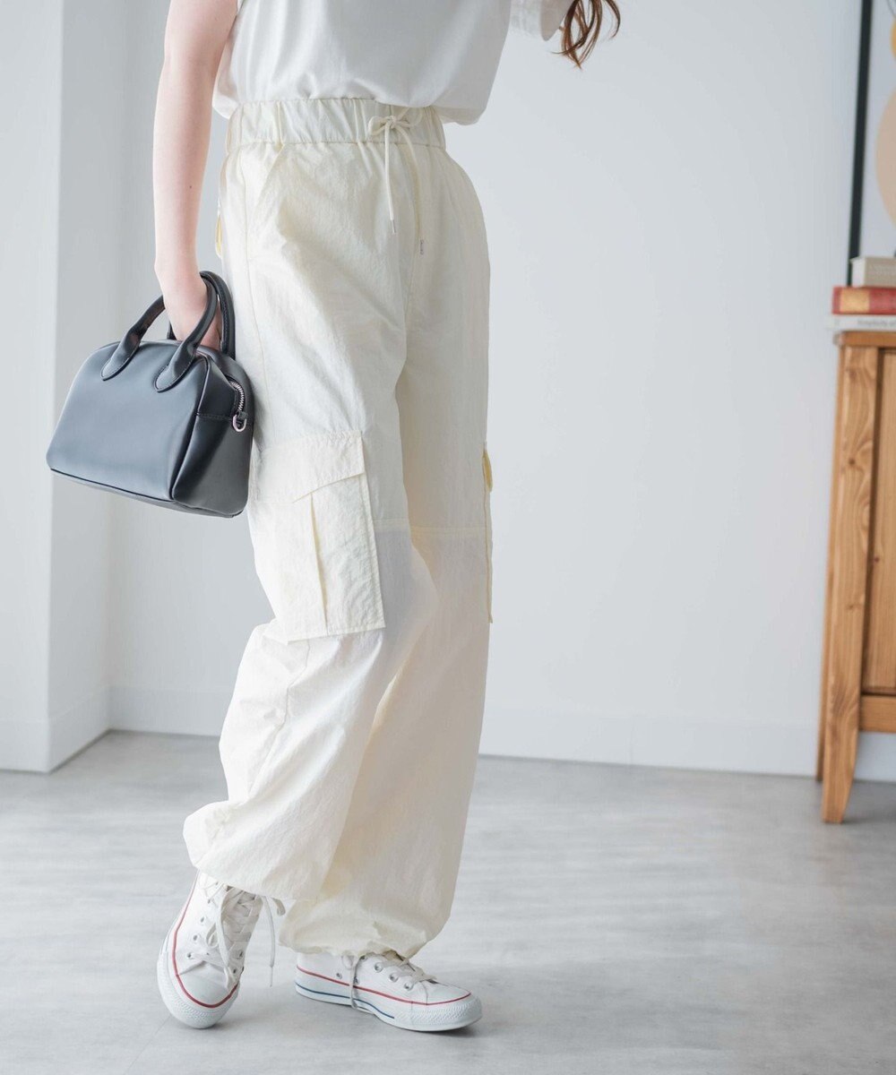 WEGO 【ウエストゴム】ナイロンイージーワイドカーゴパンツ 