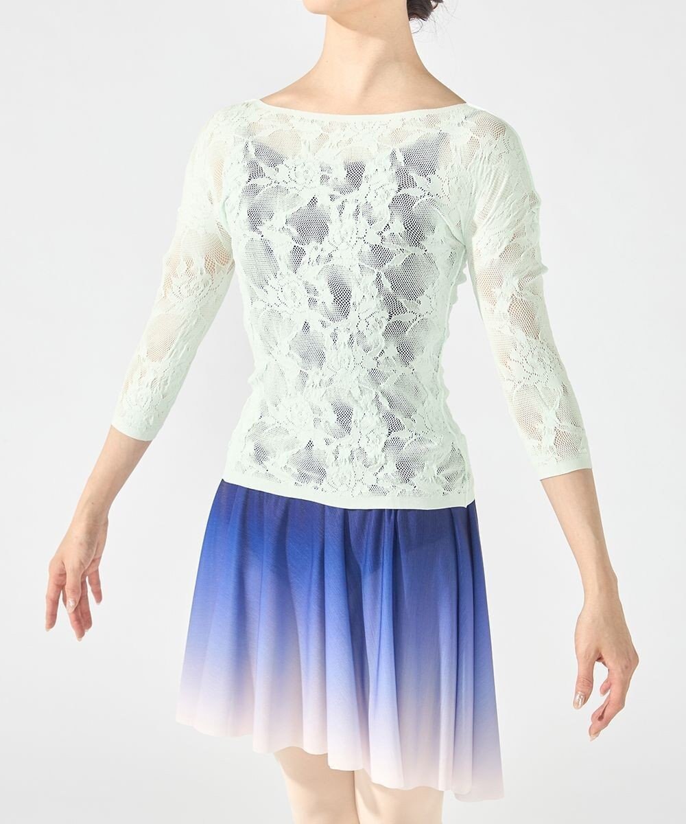 Chacott シアーレースボートネックトップ 