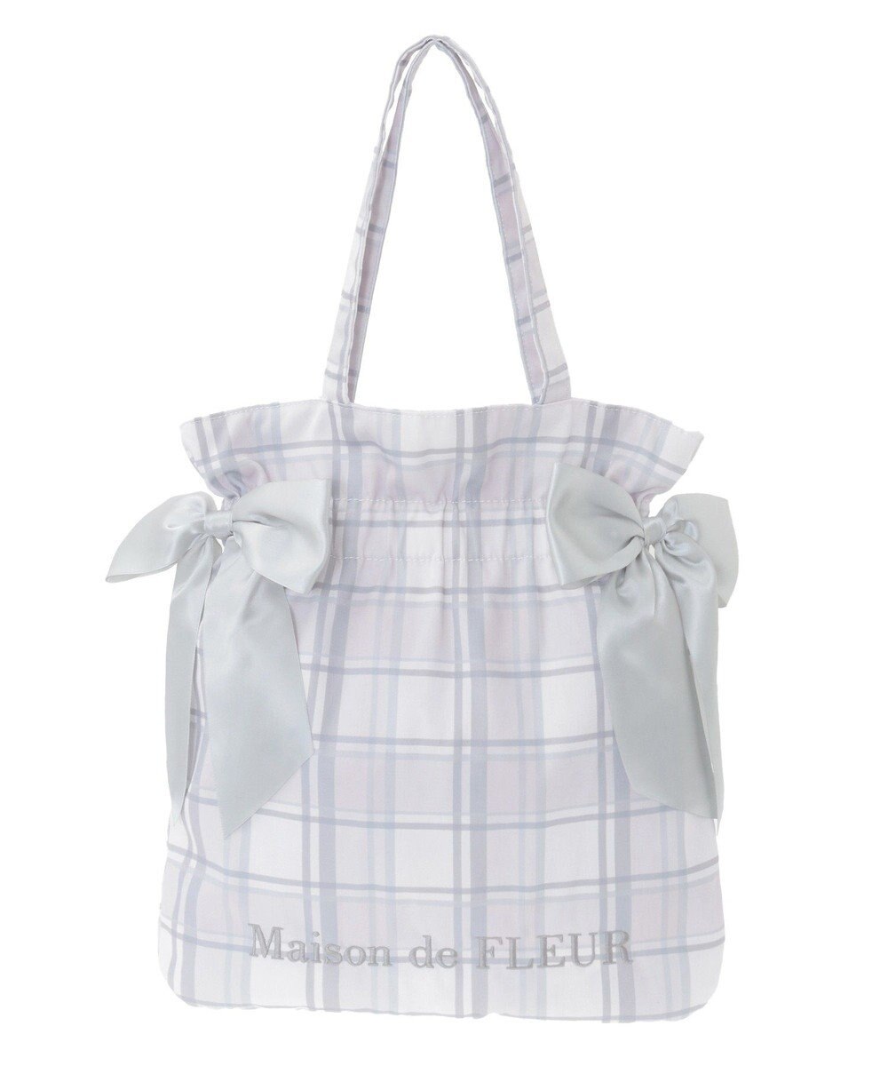 Maison de FLEUR チェックダブルリボントートバッグ 