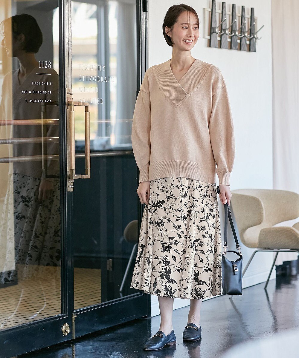 自由区 【XSサイズ～/洗える】グラデーションフラワープリントマーメイドライン スカート 