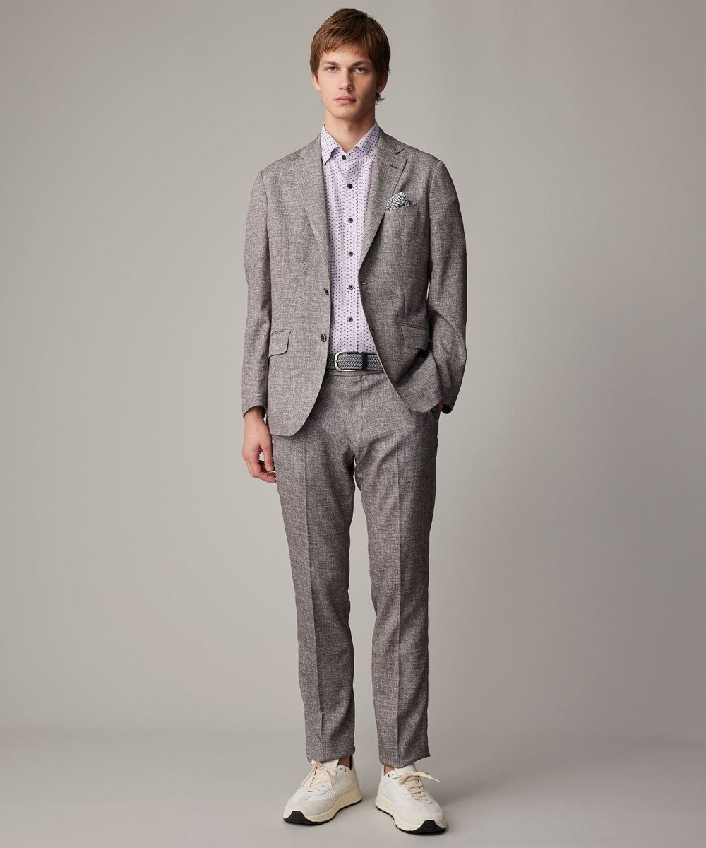 JOSEPH ABBOUD 【ビジネスシーンに最適・サステイナブル】ソアロンンシャンブレープリント 半袖 シャツ 