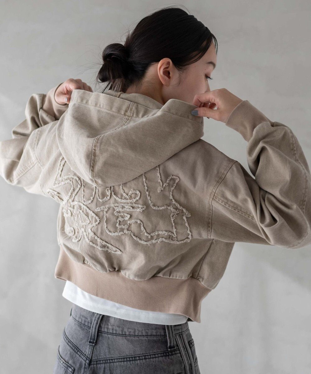 WEGO ヴィンテージウォッシュショートフードブルゾン 