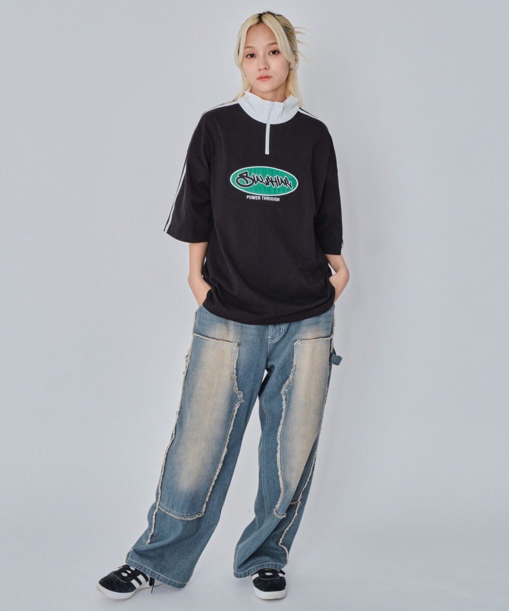 WEGO 【ユニセックス着用ITEM/MLサイズ展開】ヘビーウェイトハーフジップT（SS） 