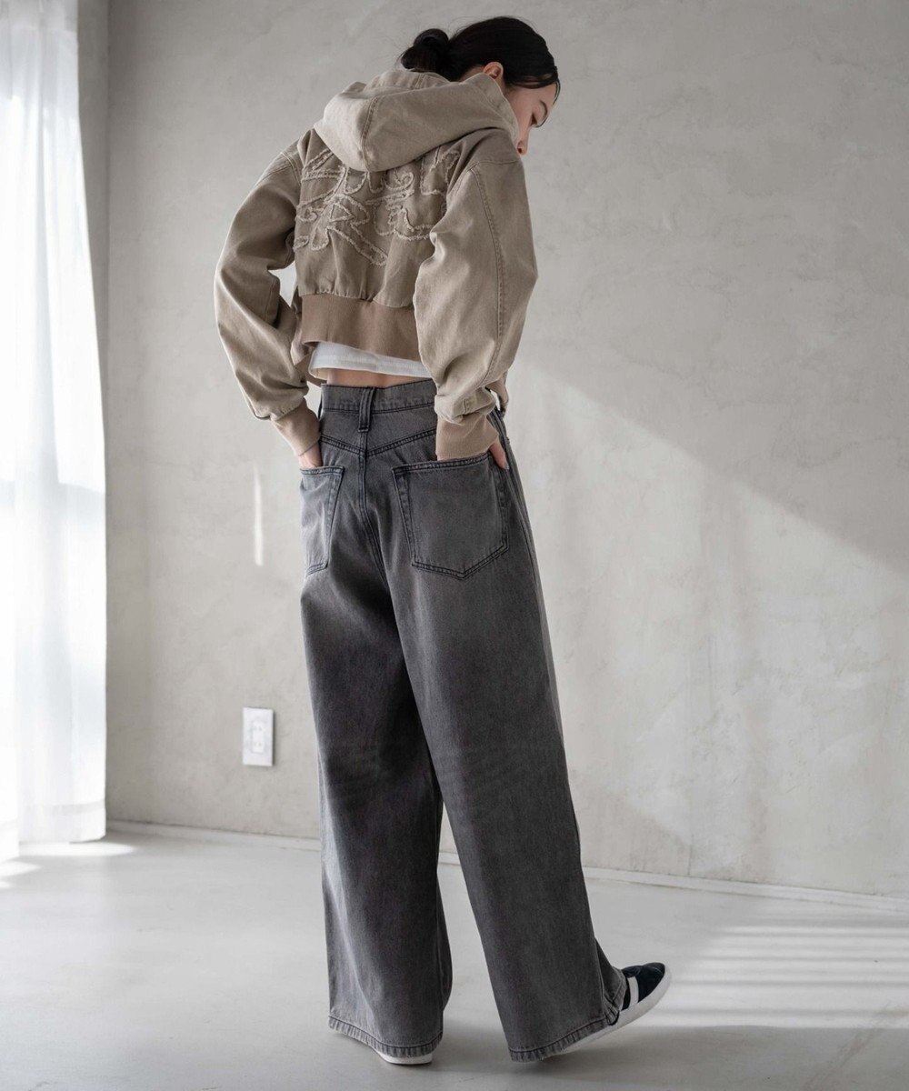 WEGO ヴィンテージウォッシュショートフードブルゾン 