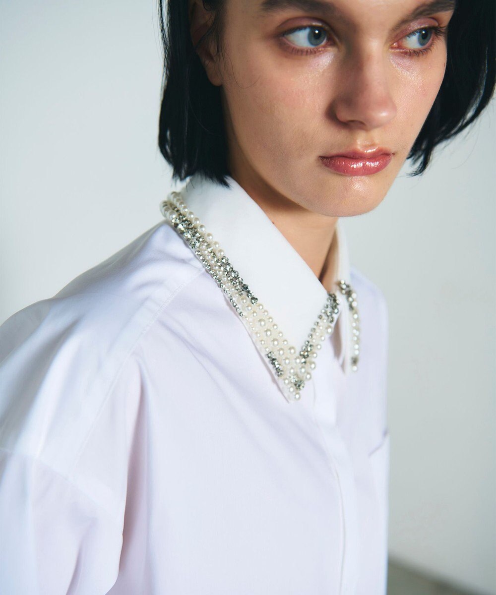 GRACE CONTINENTAL ビジューカラーシャツ 