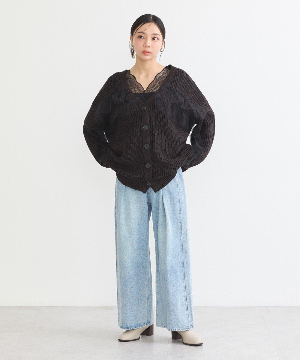 earth music&ecology チュールフリルカーディガン 