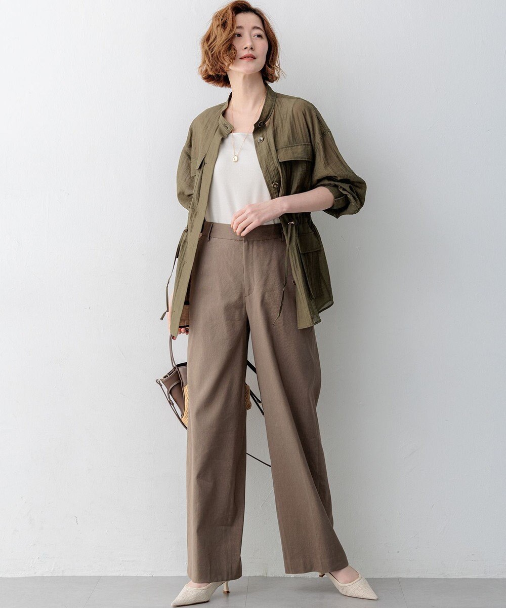 23区 【見上愛さん着用】リネンミックスシアースラブ ミリタリー シャツジャケット 