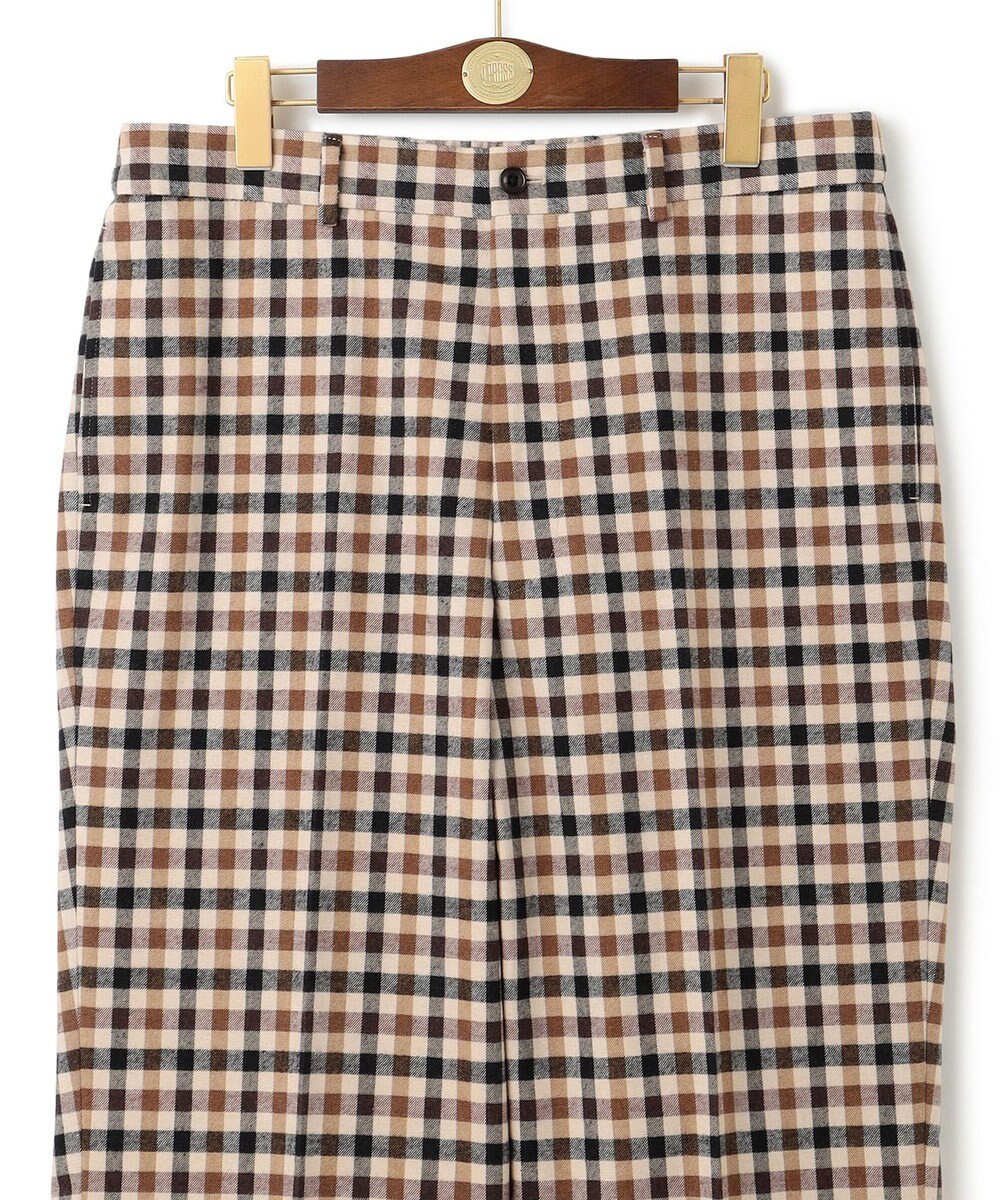 J.PRESS MEN カシミヤタッチワイド イージーチェックパンツ 