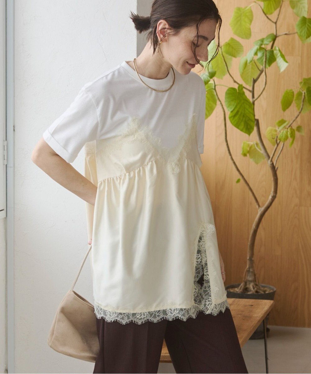 WEGO 【ANGIE VINTAGE】サテンレースドッキングレイヤードトップス 
