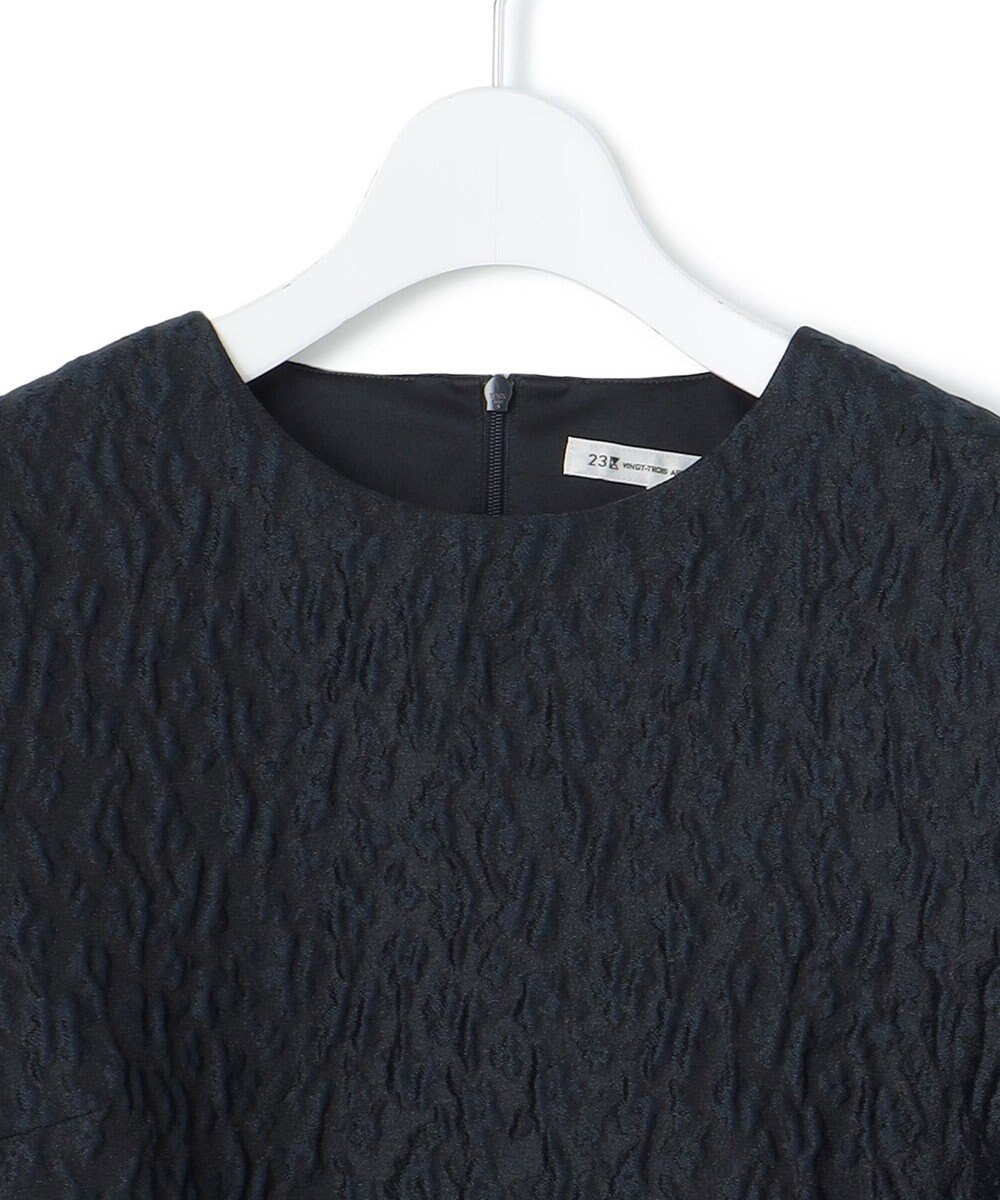 23区 L 【洗える】エクラジャカード ペプラム ブラウス 