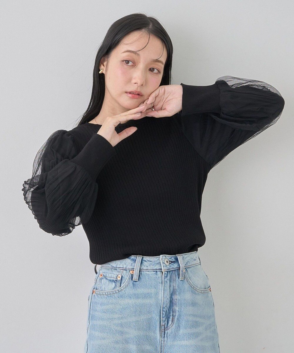 earth music&ecology マジョリカプリーツチュールニットプルオーバー 