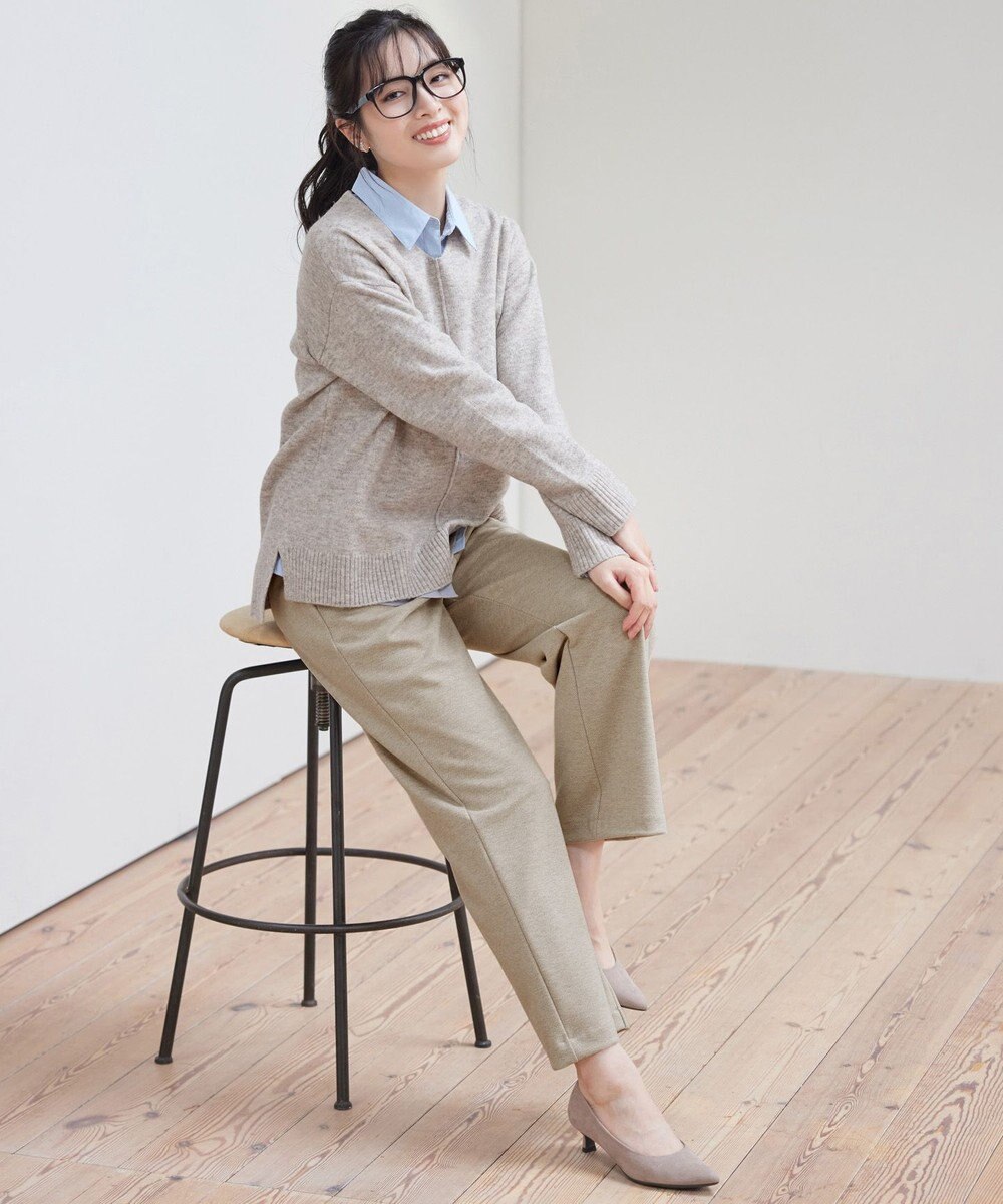 Tiaclasse L ミニチェッカー裏起毛・ストレートパンツ 