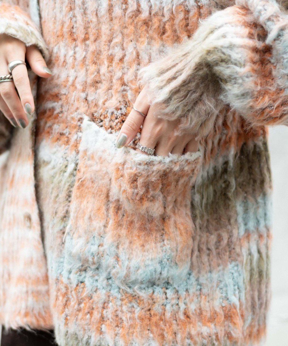 WEGO マルチボーダーブラッシュニットカーデ 