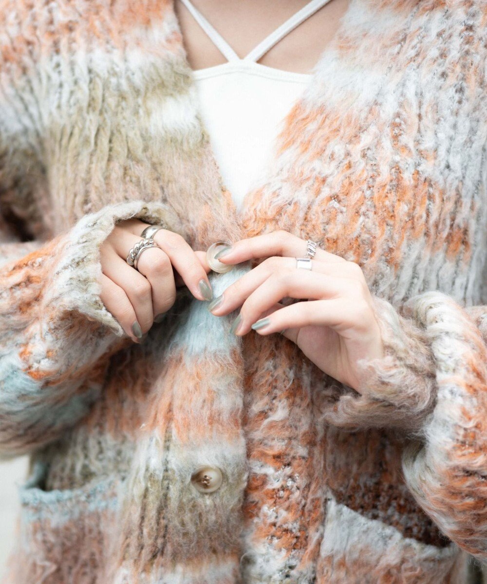 WEGO マルチボーダーブラッシュニットカーデ 