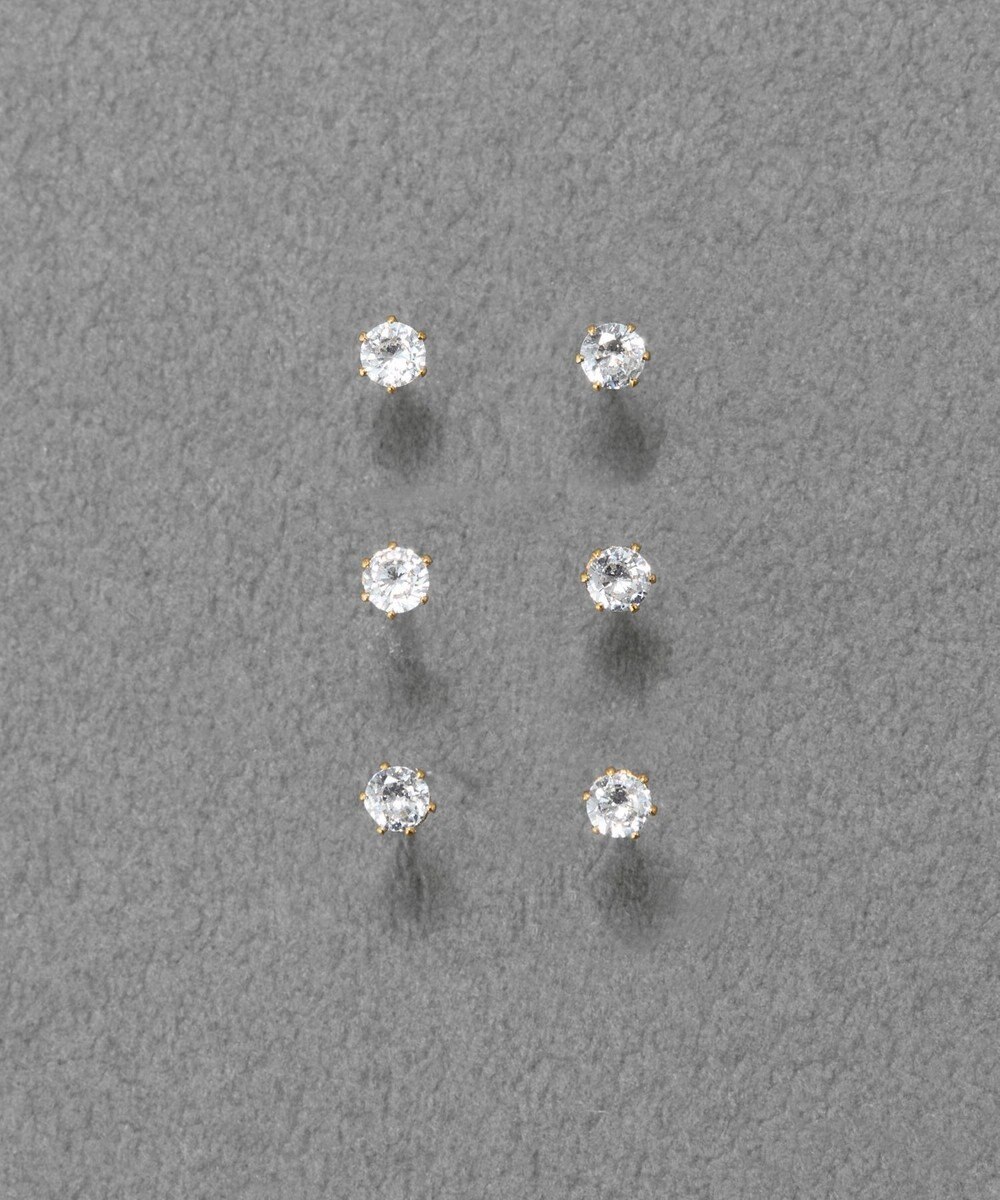 Phoebe 【金属アレルギー対応】6setビジューピアス　ゴールド/サージカルステンレス 