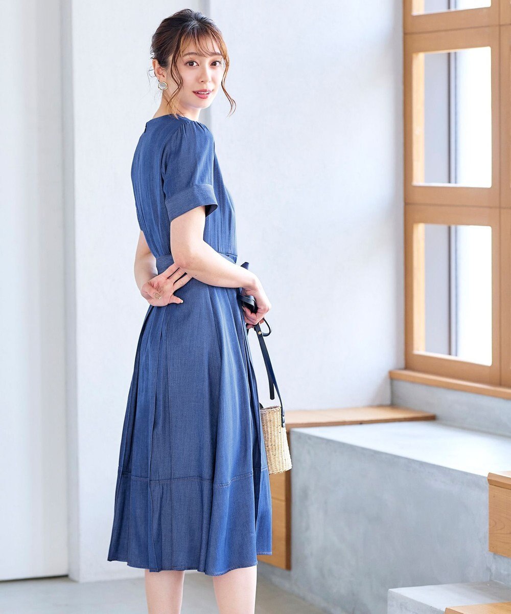 Tiaclasse デニムフレアワンピース 