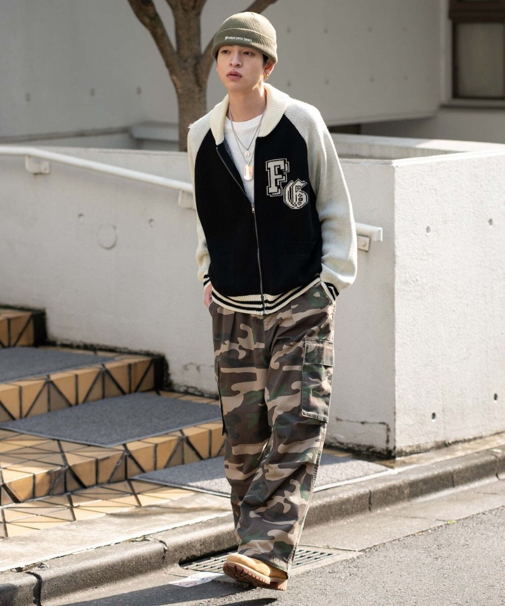 WEGO 【ユニセックス着用ITEM】グラフィックZIPニットブルゾン 