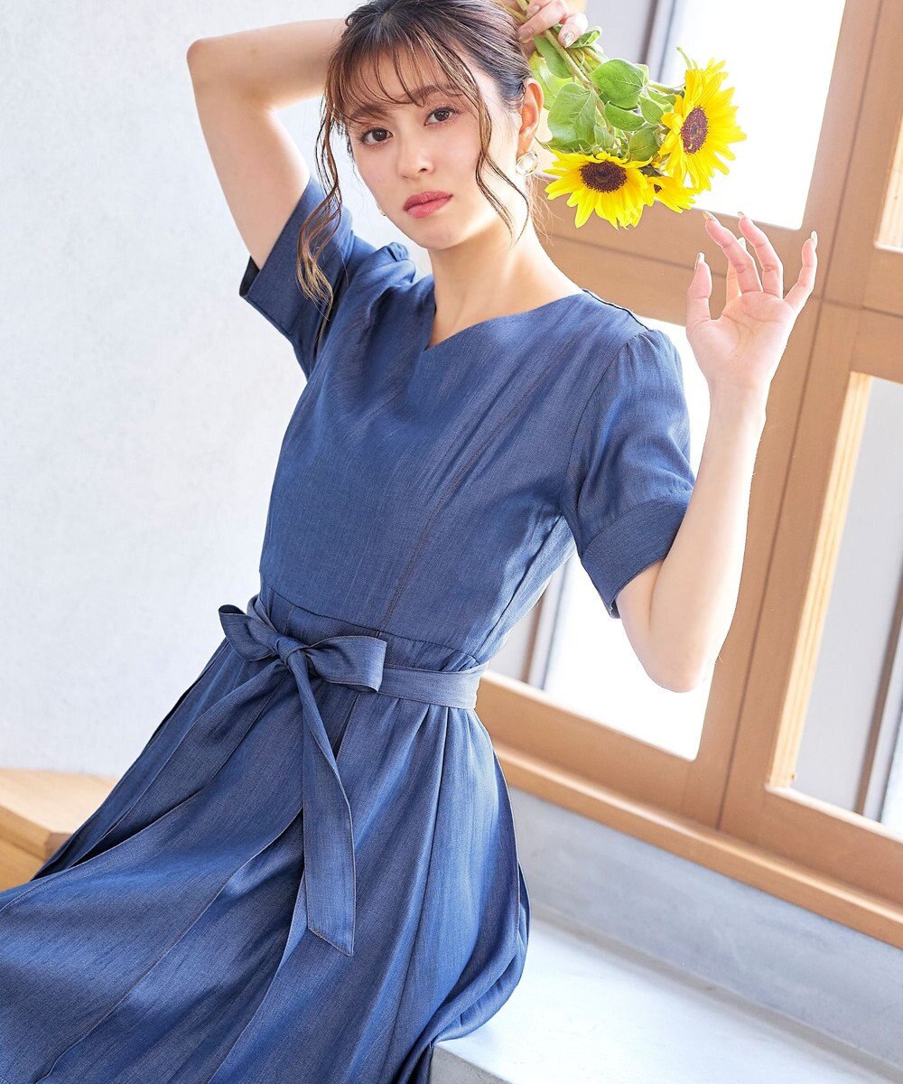 Tiaclasse デニムフレアワンピース 