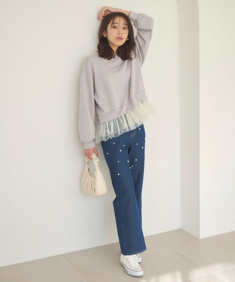 Feroux ランダムパールデニム パンツ 