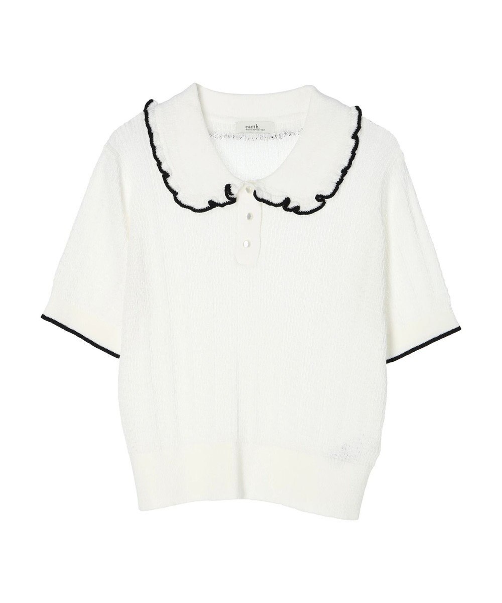 earth music&ecology フリルニットポロ 