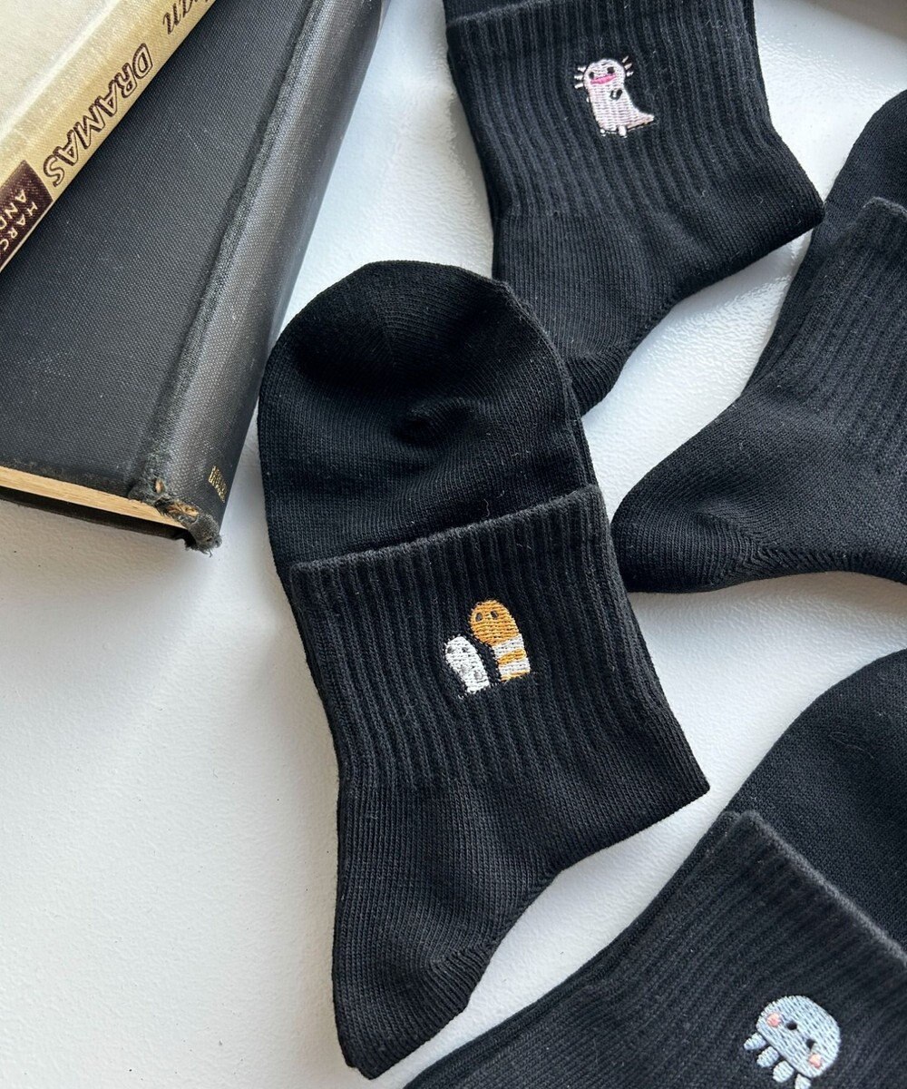 WEGO アニマル刺繍アンクル底パイルソックス 