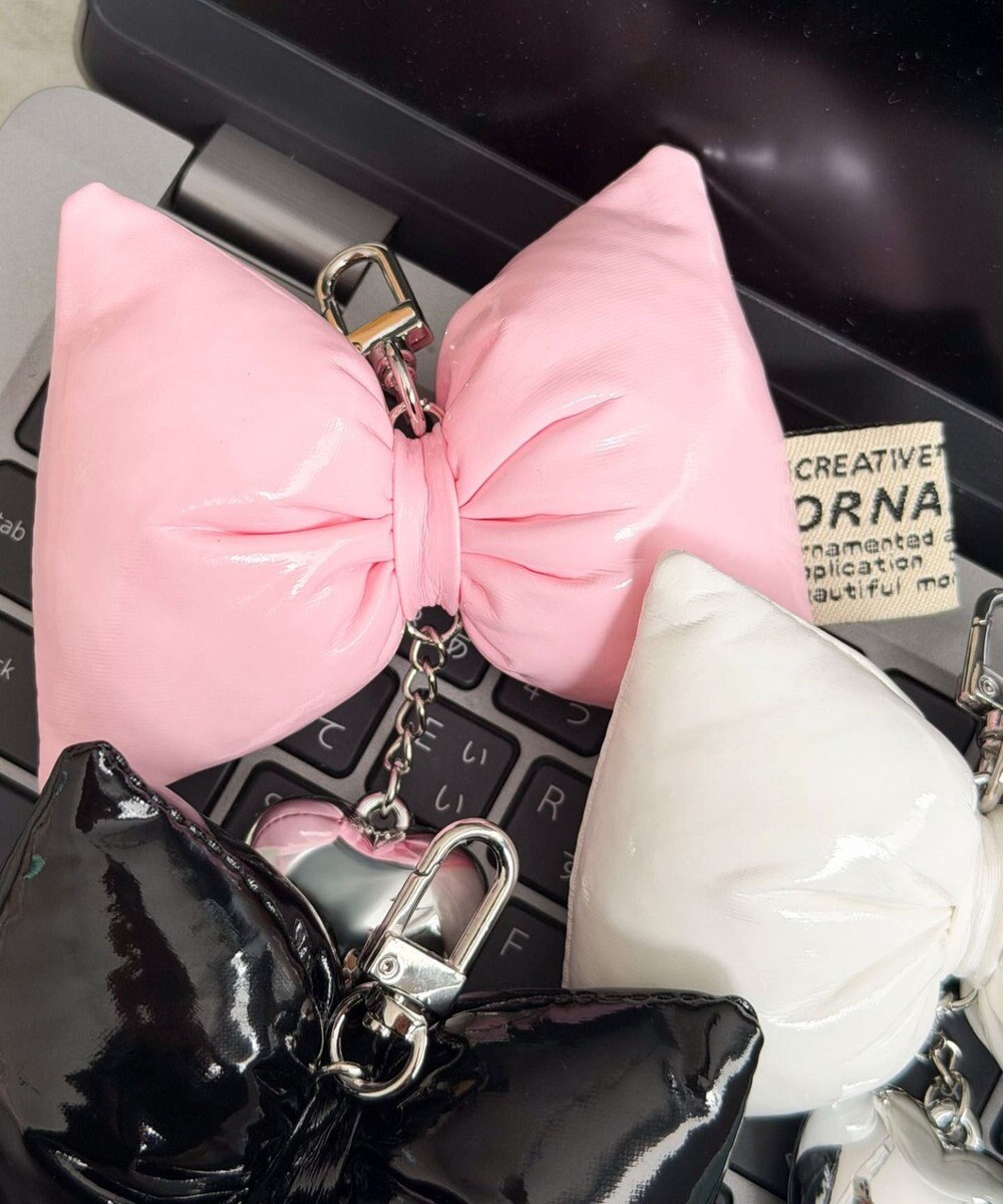 WEGO クッションリボンハートキーホルダー 