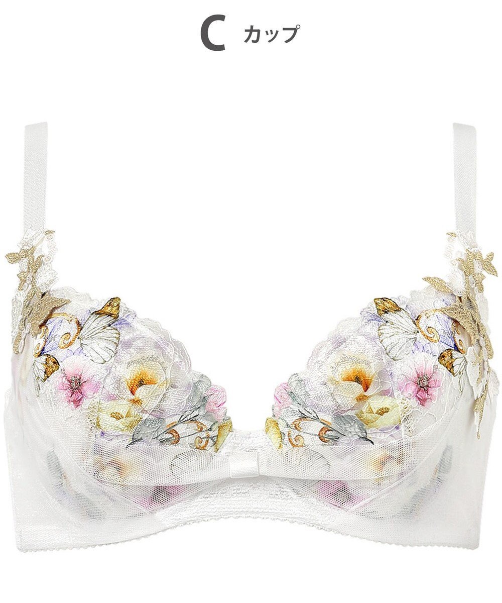 WACOAL 【リボンブラ 脇すっきり】 ブラジャー 脇高設計 着やせシルエット 動いても谷間キープ Gカップまで対応 大きいサイズ レディース BXB483 /ワコール 