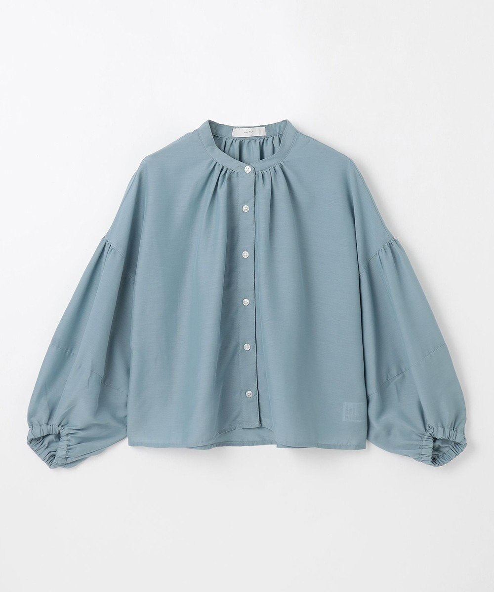 ANY シアーテックリネンギャザーブラウス 