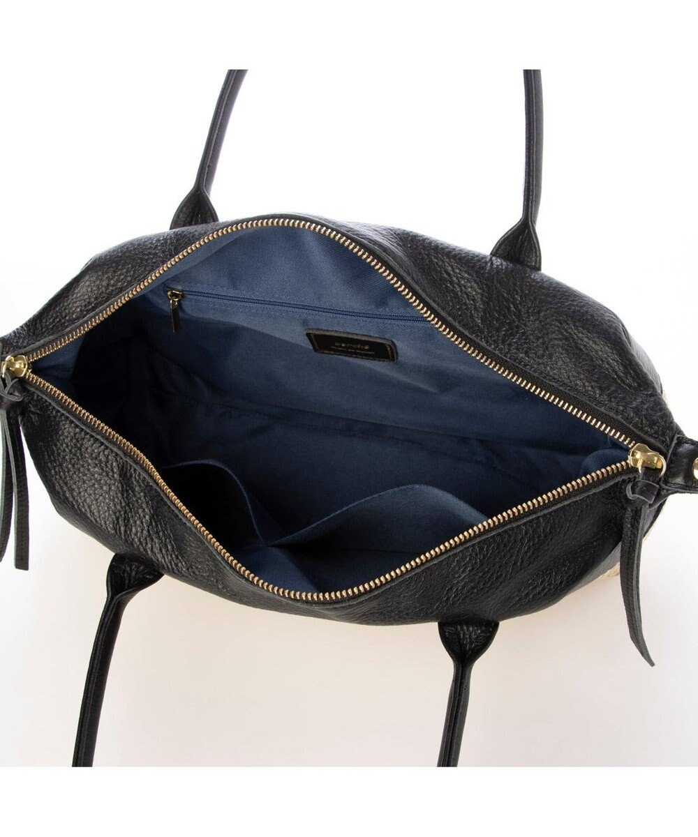 UNBILLION ペルケ perche / 雑材風×牛革付属横長ボストン 