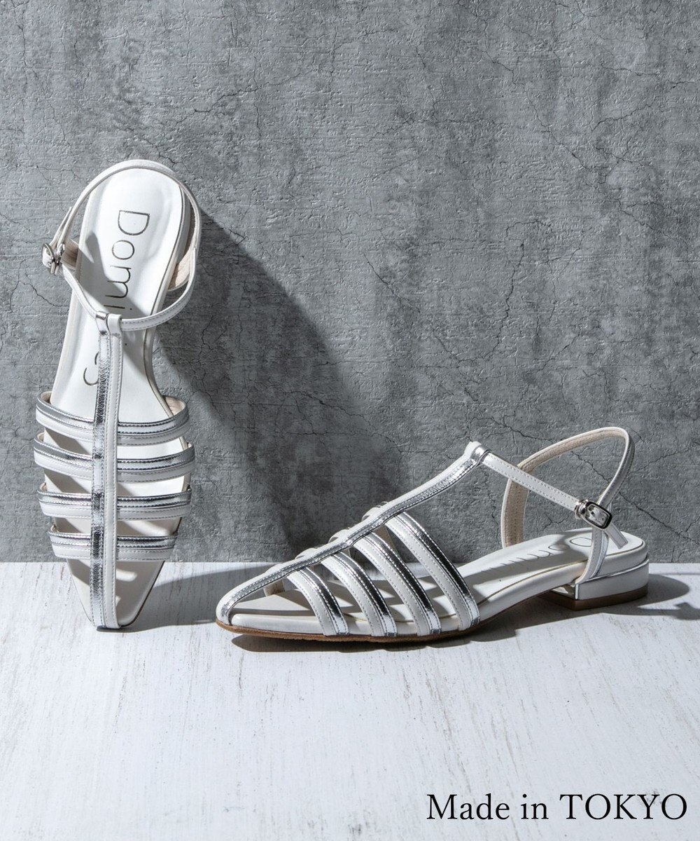 Dominic3 バイカラー Tストラップサンダル 