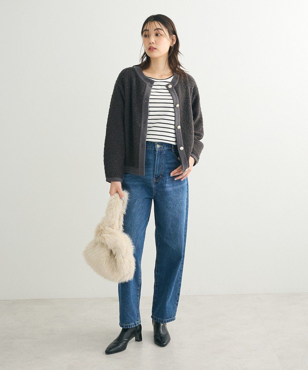 Green Parks ループ編み金釦ニットカーディガン 