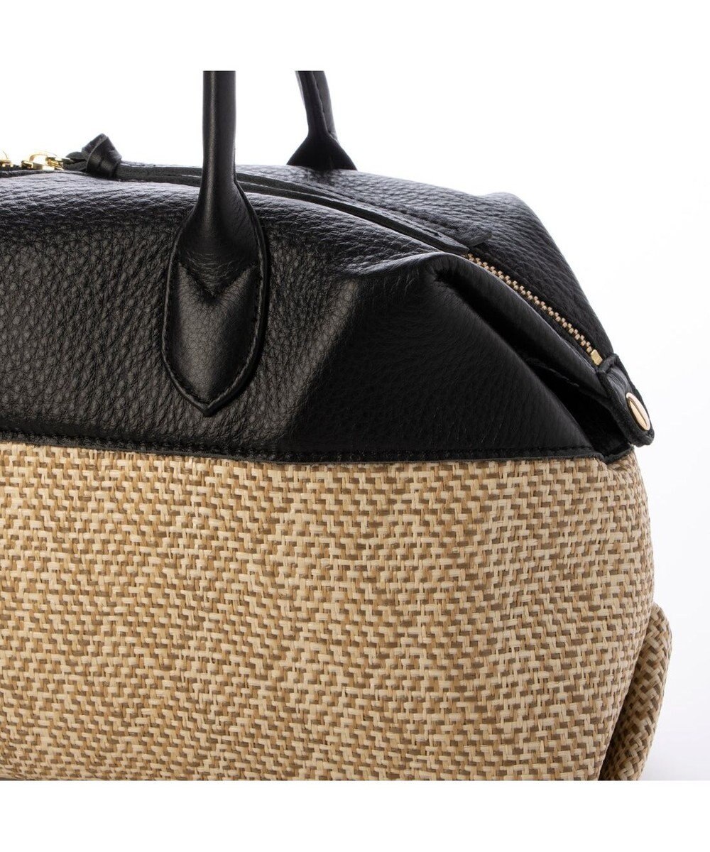 UNBILLION ペルケ perche / 雑材風×牛革付属横長ボストン 