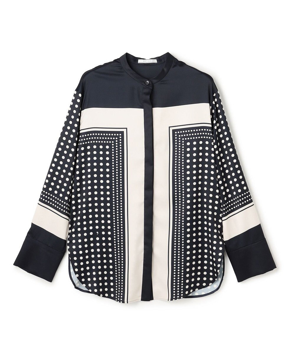 BEIGE， GADE / モノトーンドット柄バンドカラーブラウス 
