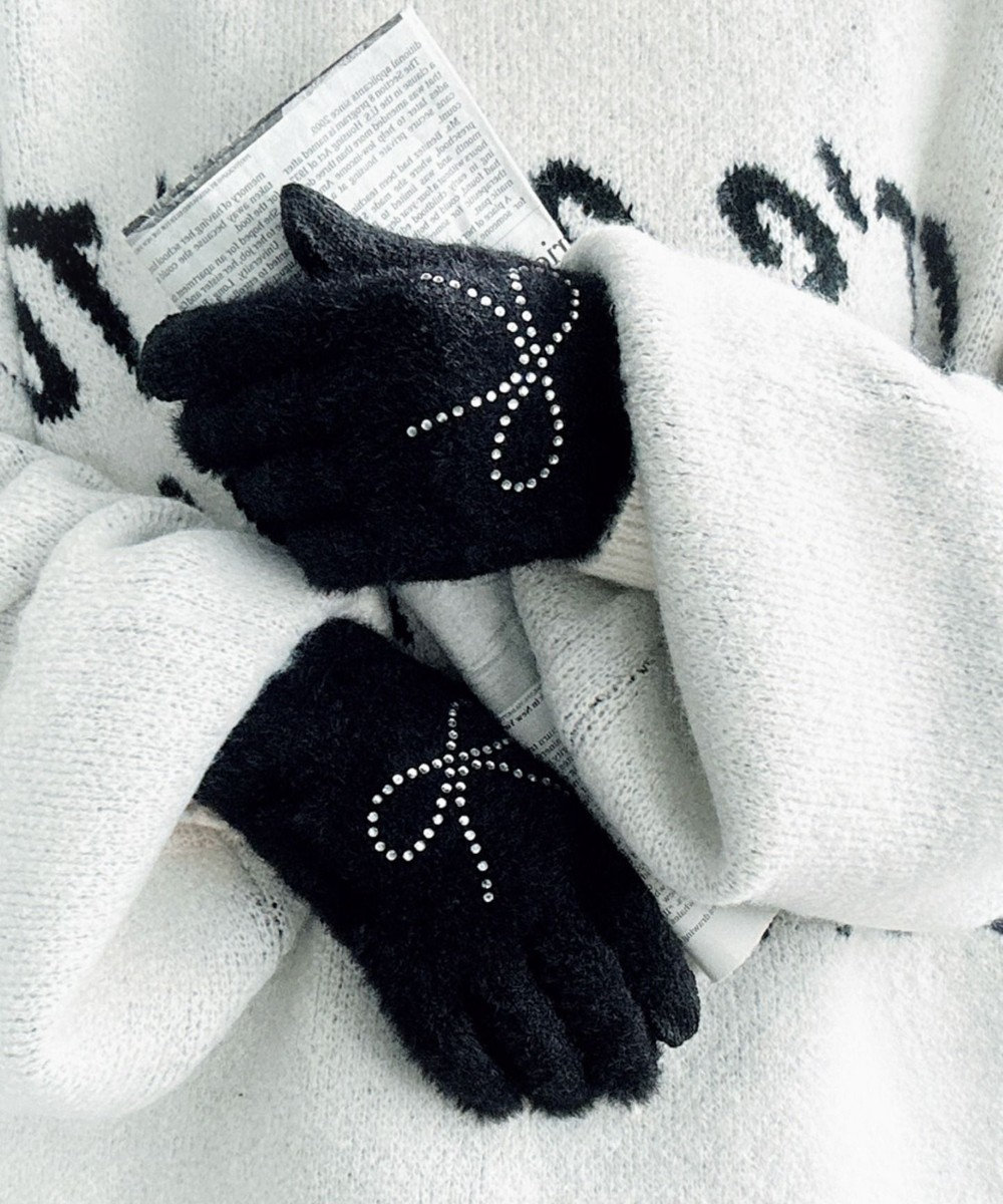 WEGO 【手袋】リボンラインストーングローブ 