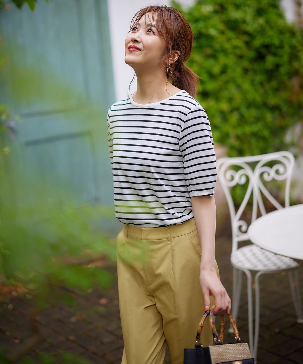 ANY SIS 【汗ジミ防止・UVケア】アーモンドスリーブ カットソー 