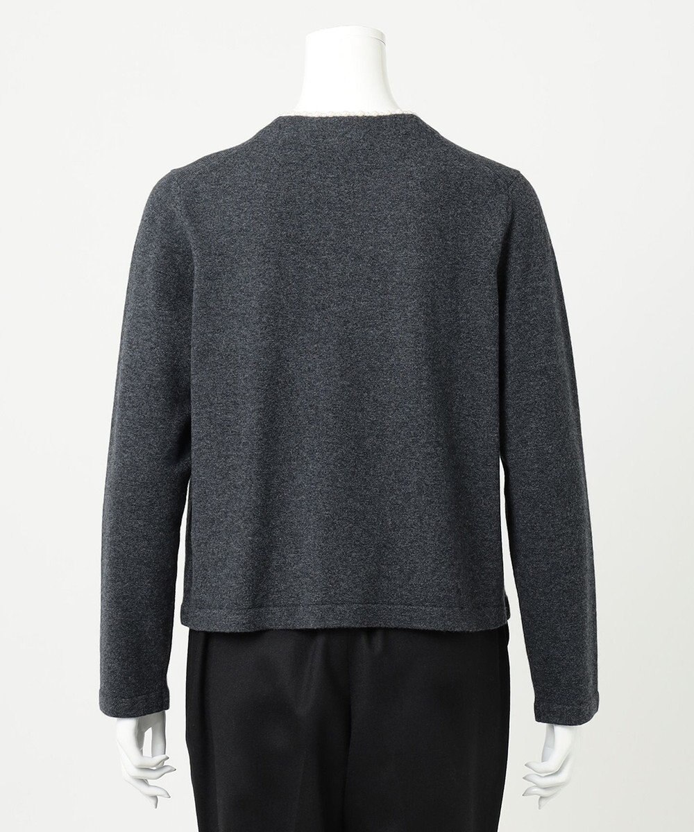 23区 L 【R(アール)】ウールカシミヤ パールトリム カーディガン 