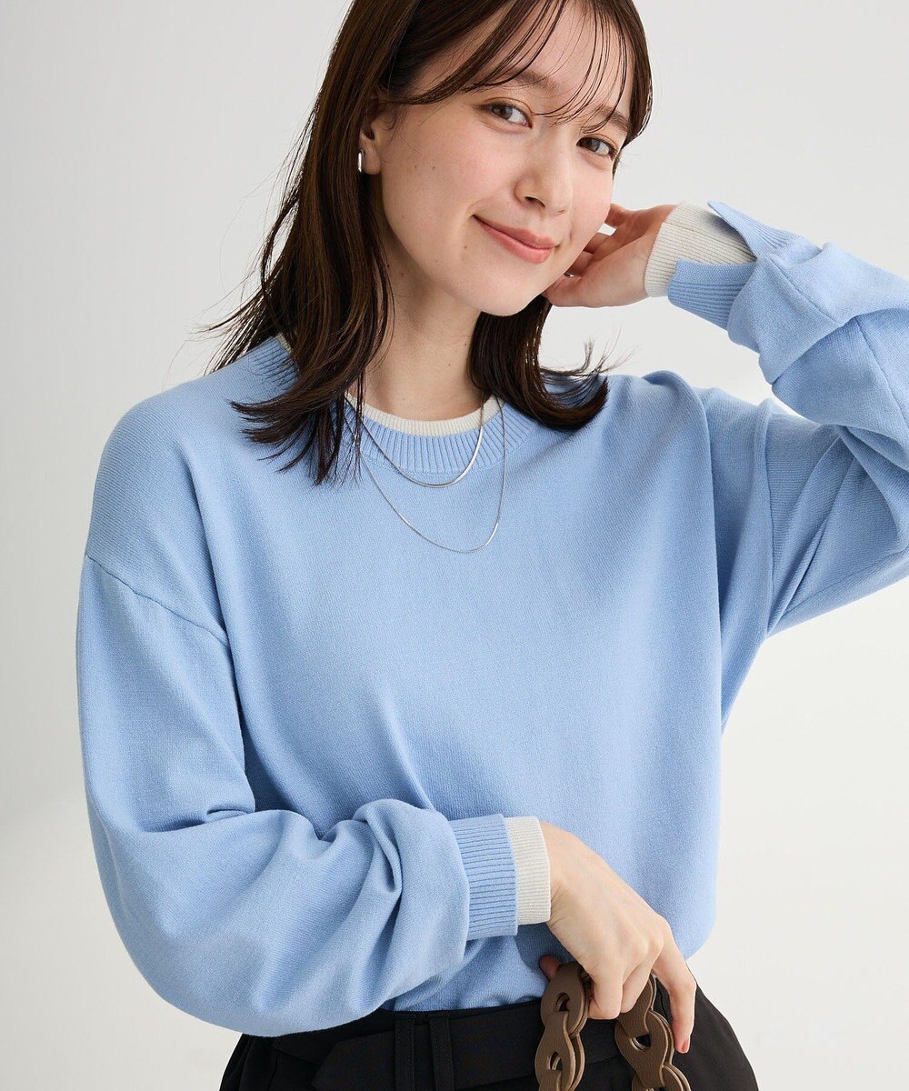 Green Parks アンチピリングレイヤード風ニットプルオーバー 