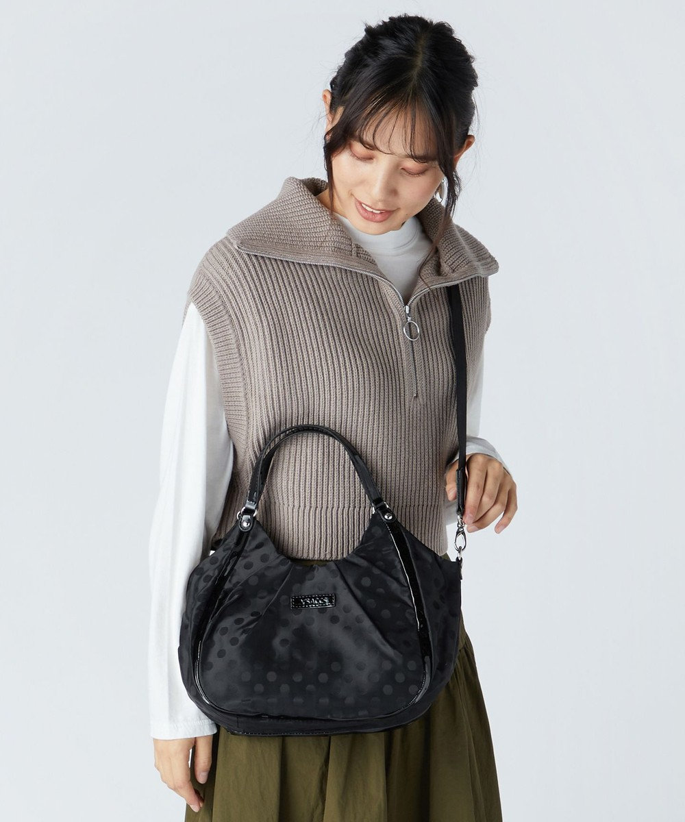 Y'SACCS ドット柄ジャガードエナメルアクセント2wayトート 